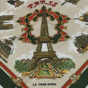Vtg Roger L Paris Landmarks Souvenir Scarf